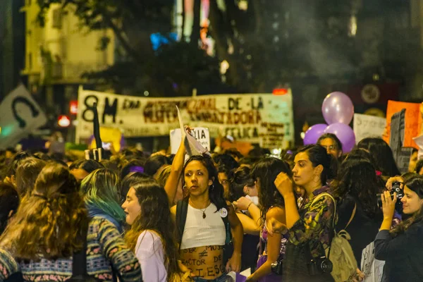 Ženy březen mezinárodní den, Montevideo, Uruguay — Stock fotografie