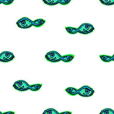 Egzotik balıkları motifi çizimi desen