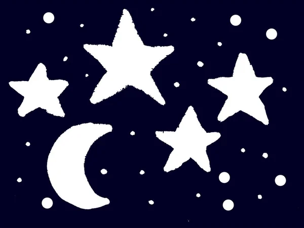 Starry Night Cartoon Drawing Background — Stock Photo, Image