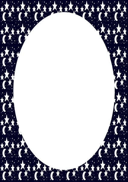 Bílý rámeček s motivem hvězd zaoblené hrany — Stock fotografie