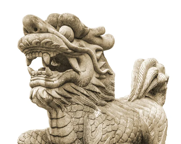 Chinese Leeuw sculptuur geïsoleerde foto Stockafbeelding