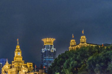 Pudong District gece sahnesi, Şanghay, Çin