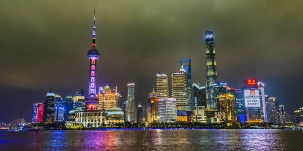 Pudong district Night Scene, Shanghai, China — Stockfoto