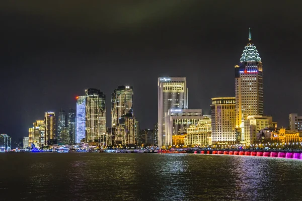 Pudong District Night Scene, Xangai, China — Fotografia de Stock