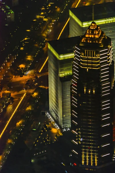 Нічна сцена повітряна карта Шанхай, Китай — стокове фото