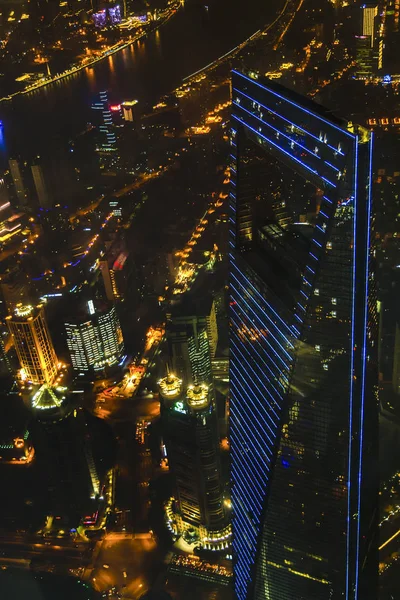 Nacht scène Aerial view Shanghai, China — Stockfoto