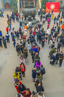 Kalabalığa Jingan Temple, Shanghai, Çin