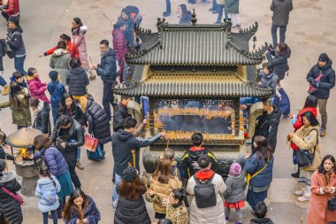 Kalabalığa Jingan Temple, Shanghai, Çin