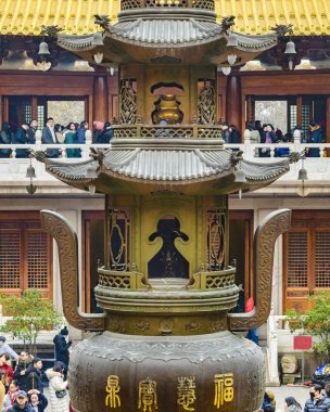 Kalabalığa Jingan Temple, Shanghai, Çin