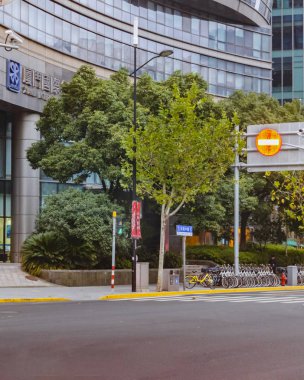 Kentsel kış sahnesi, Pudong District, Şanghay