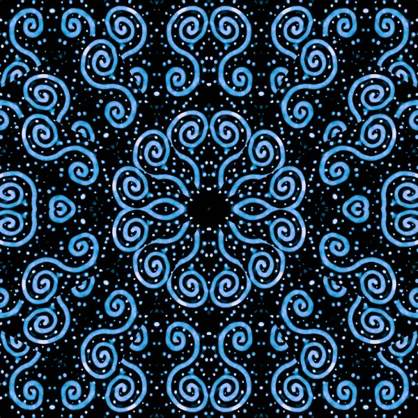 Patrón sin costura adornado con motivos de espirales y puntos —  Fotos de Stock