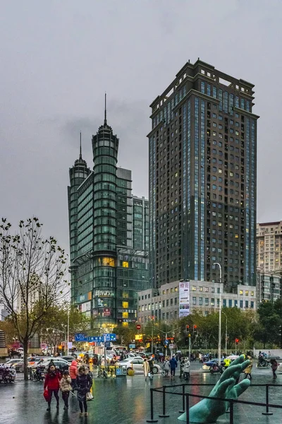 Lujiazui District Urban Scene, Szanghaj, Chiny — Zdjęcie stockowe