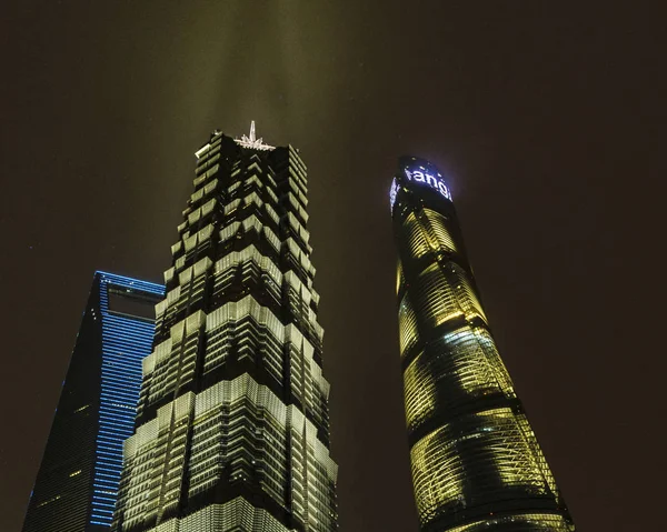 Lujiazui district nigth scene, Shanghai, China — Stockfoto