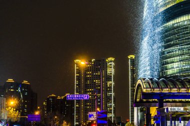 Lujiazui District Nigth Scene, Şangay, Çin