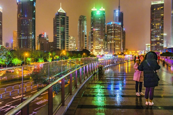 Lujiazui District Nigth Scene, Şangay, Çin — Stok fotoğraf