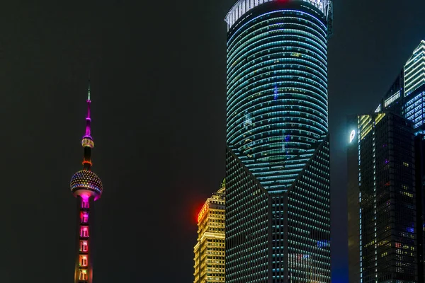 Escena del Nigth del distrito de Lujiazui, Shanghai, China — Foto de Stock