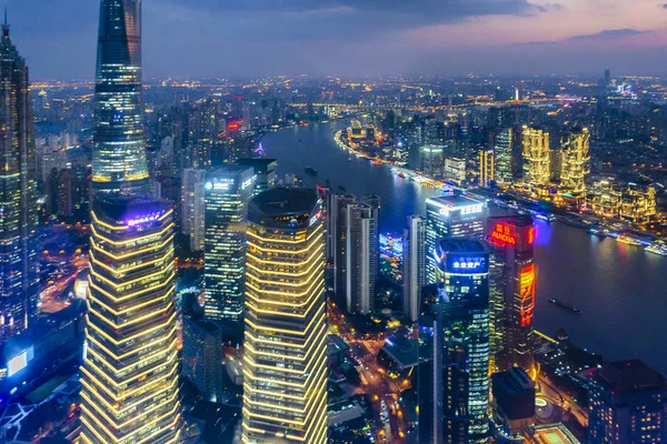Lujiazui district Aerial view, Shanghai, China — Stockfoto