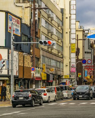 Kalabalık Şehir Sahnesi, Dotonbori, Osaka - Japonya
