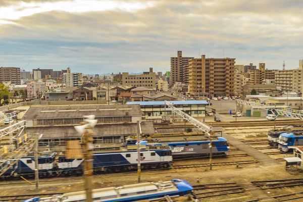 Japanse stedelijke scène trein Point of View — Stockfoto