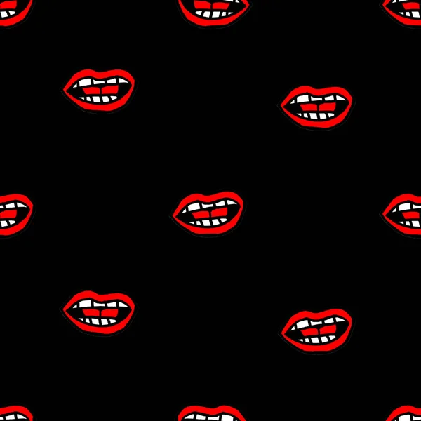 Cartoon Style Mouth Drawing Seamless Pattern — Stock Photo, Image