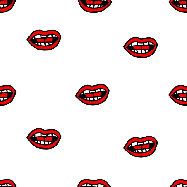 Cartoon Style Mouth Drawing Seamless Pattern — Stock Photo, Image