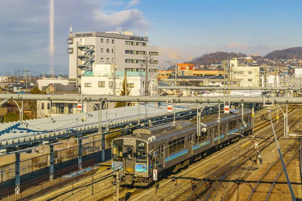 Pistas de tren, Distrito de Nagano, Japón — Foto de Stock