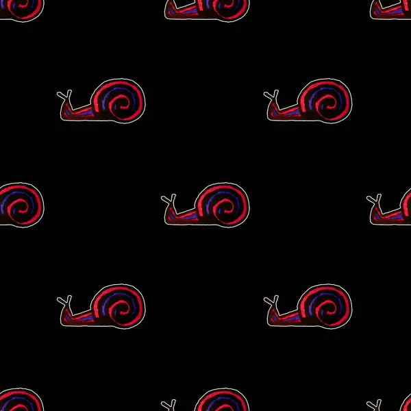 Cartoon Style Snail Drawing Seamless Pattern