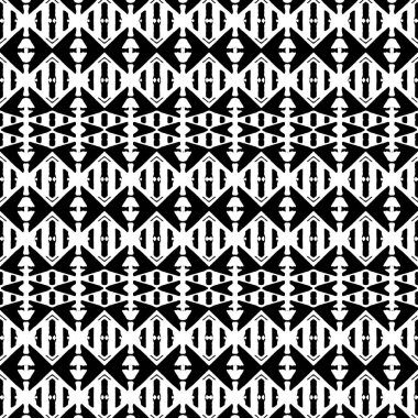 Siyah Beyaz Ehtnic Geometrik Dikişsiz Desen