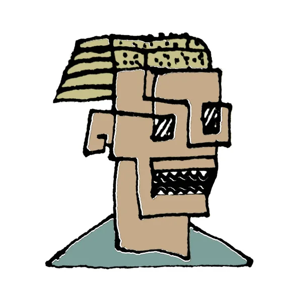 Vázlatos Man Head Cartoon izolált rajz — Stock Fotó