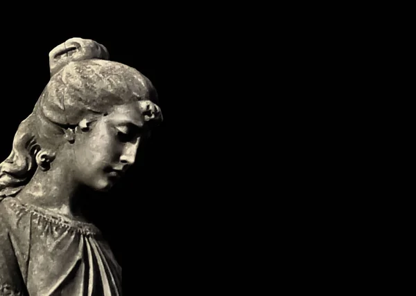 Triste expresión mujer escultura fondo — Foto de Stock