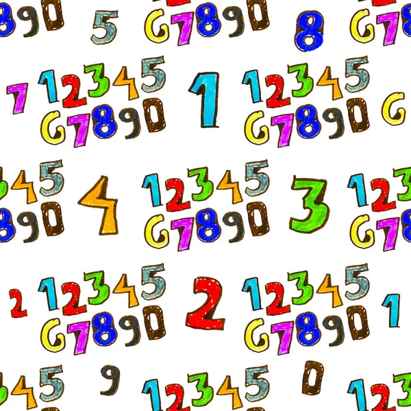 Στυλ κινουμένων σχεδίων αριθμοί μοτίβο χωρίς ραφές μοτίβο — Φωτογραφία Αρχείου