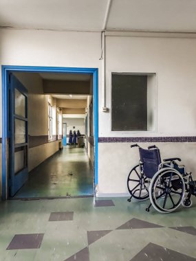 Hospital Hall'da tekerlekli sandalye, Montevideo, Uruguay