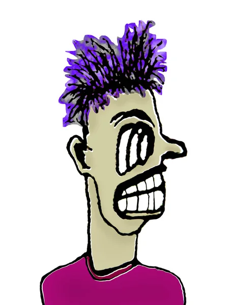 Comic Style Genç Punk Erkek Portre Çizim — Stok fotoğraf