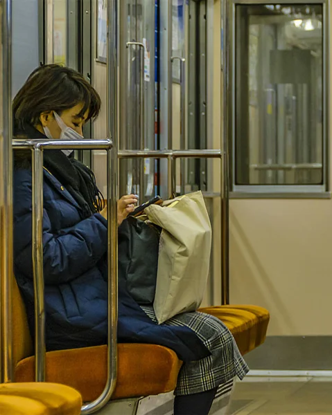 Half Entry Subway Train Interior, Tokyo, Japan — Stock Photo, Image