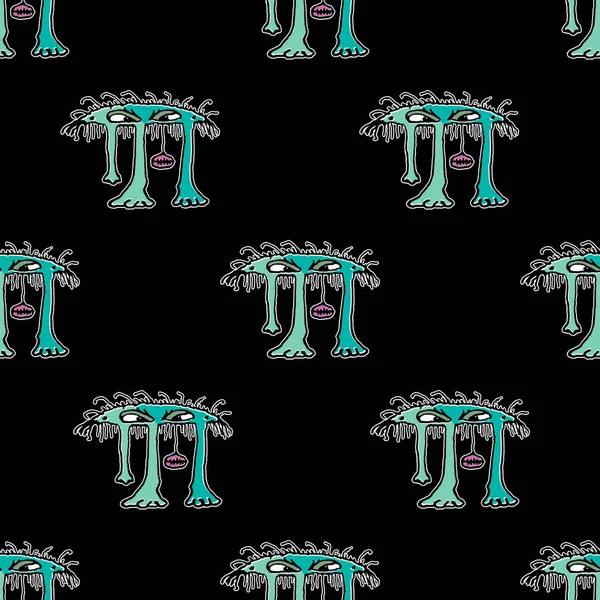 Fantasy Cartoon Monster Drawing Seamless Pattern — Stock Photo, Image