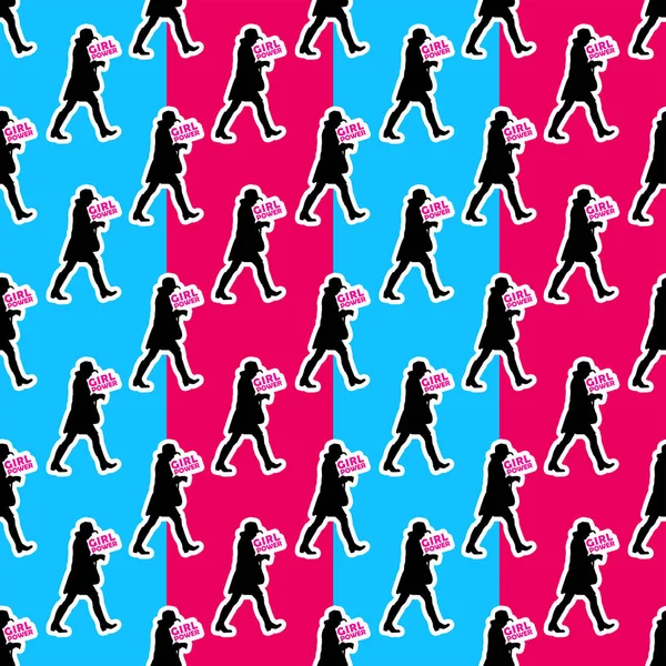 Girl Power Concept Motif Seamless Pattern Illustration — Stock Photo, Image