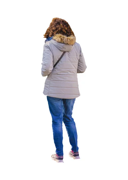 Rückseite erwachsene Frau mit Winterkleidung Foto — Stockfoto
