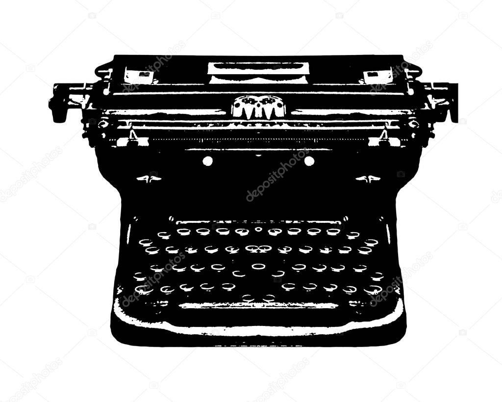 Old Typewriter Stencil Style Illustration