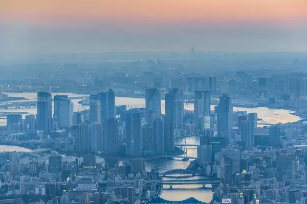 Tokyo Aerial City Sunset View — Φωτογραφία Αρχείου