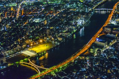 Tokyo Havacılık Şehir Manzarası Gece Görünümü