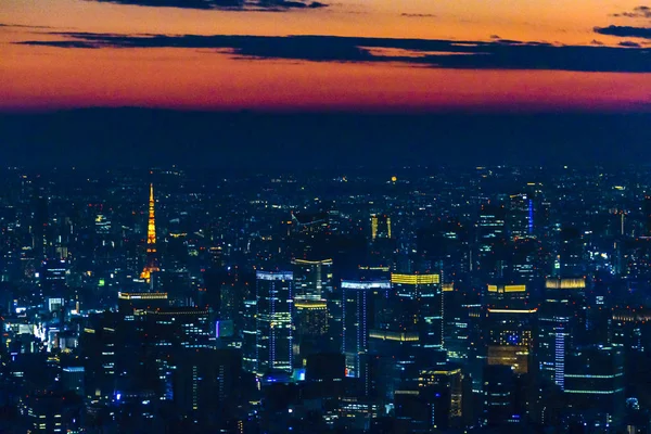 Vue Aérienne De Tokyo Paysage Urbain De Nuit — Photo