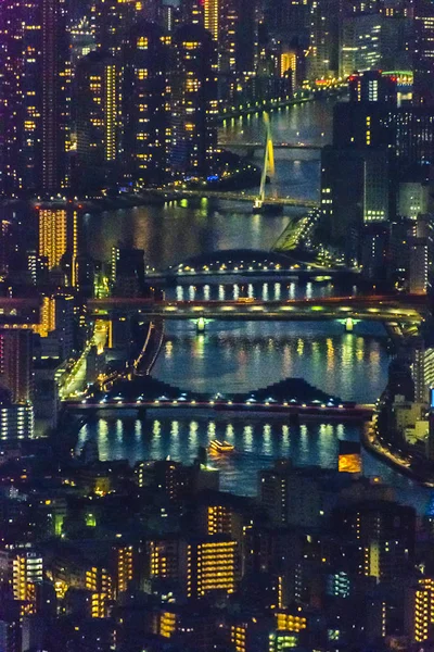 Tokyo Aerial Cityscape Vista notturna — Foto Stock