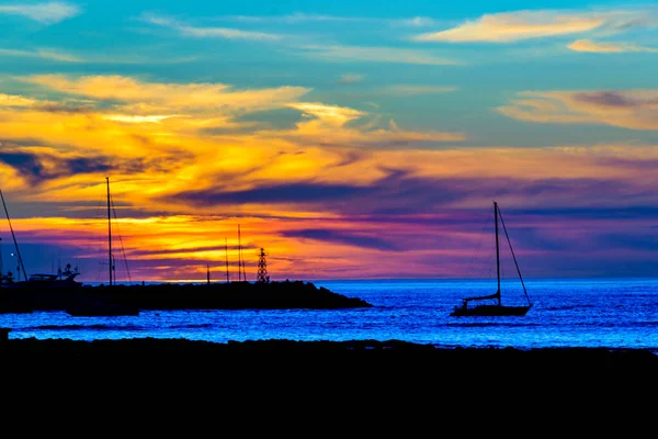 Mansa Playa Puesta Del Sol Silueta Escena Punta Del Este — Foto de Stock