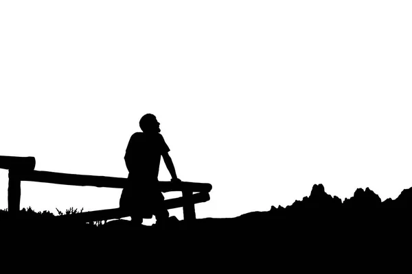 Homme Regardant Paysage Visiter Silhouette Graphique Isolée — Photo