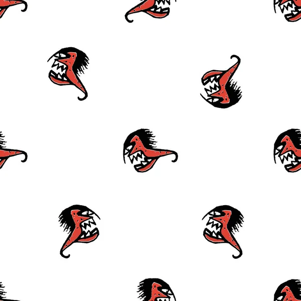 Ugly Monster Fish Cartoon Style Illustration Motif Seamless Pattern Design — Stock fotografie