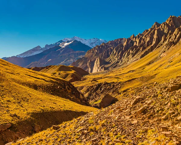 Arid Landschap Scène Aconcagua Nationaal Park Mendoza Provincie Argentinië — Stockfoto