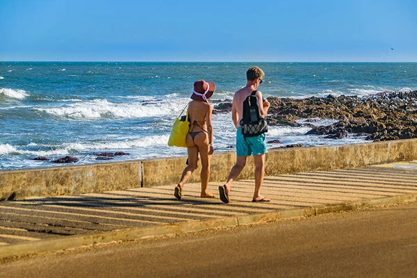 Punta Del Este Uruguay February 2020 Summer Scene People Walk — стокове фото