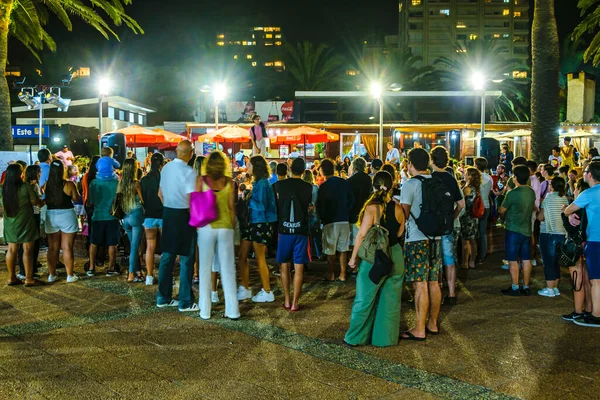 Punta Del Este Uruguay Février 2020 Foule Scène Nocturne Urbaine — Photo