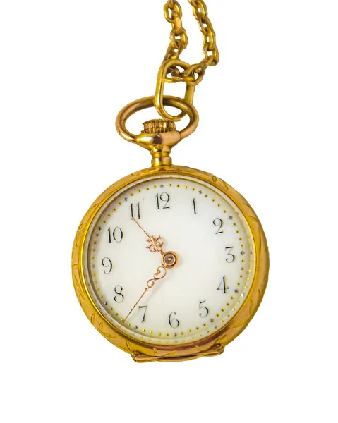 Antieke Gouden Horloge Geïsoleerd Zwarte Achtergrond — Stockfoto