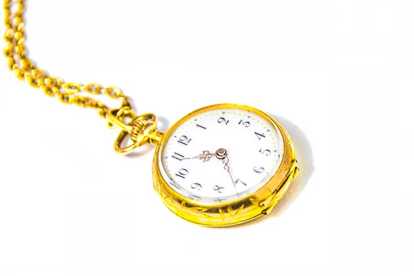Antieke Gouden Horloge Geïsoleerd Zwarte Achtergrond — Stockfoto